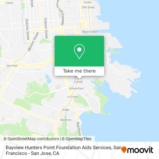 Bayview Hunters Point Foundation Aids Services map