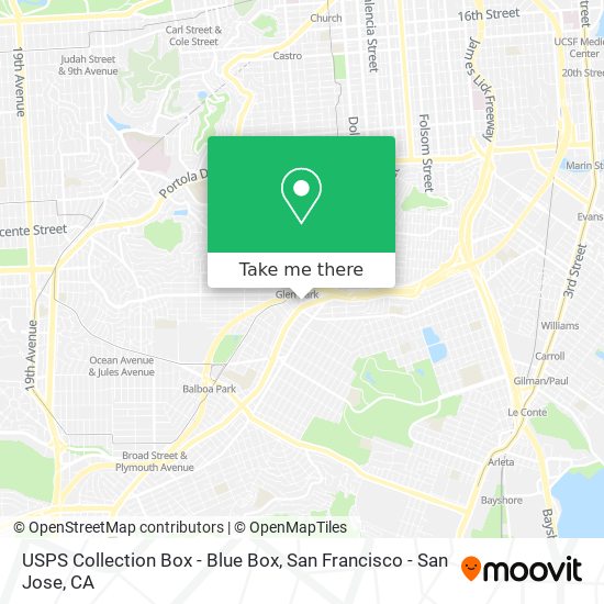 Mapa de USPS Collection Box - Blue Box