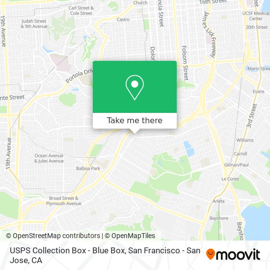 Mapa de USPS Collection Box - Blue Box