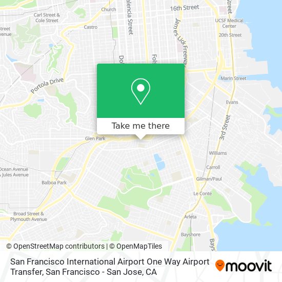 Mapa de San Francisco International Airport One Way Airport Transfer