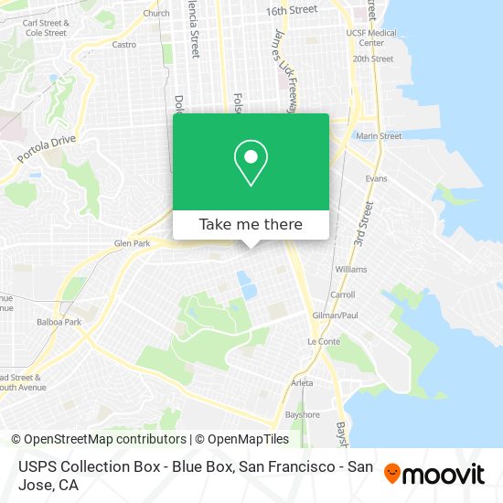 Mapa de USPS Collection Box - Blue Box