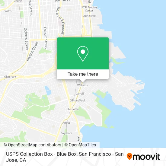 Mapa de USPS Collection Box - Blue Box