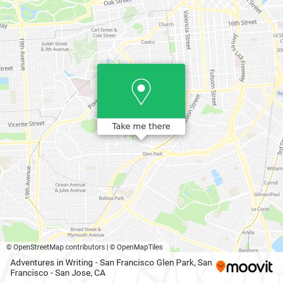 Adventures in Writing - San Francisco Glen Park map