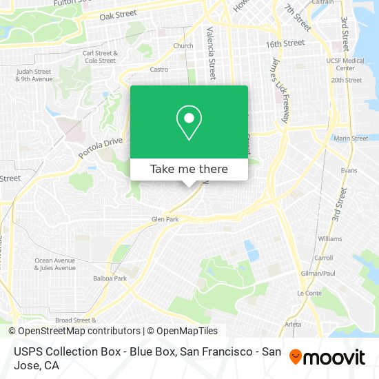 Mapa de USPS Collection Box - Blue Box