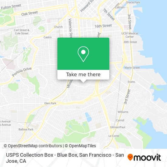 Mapa de USPS Collection Box - Blue Box