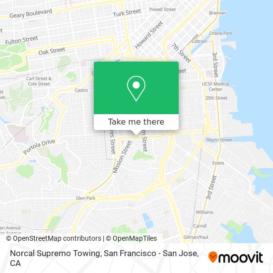 Mapa de Norcal Supremo Towing