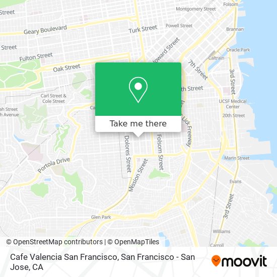 Mapa de Cafe Valencia San Francisco