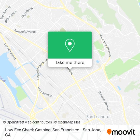 Low Fee Check Cashing map