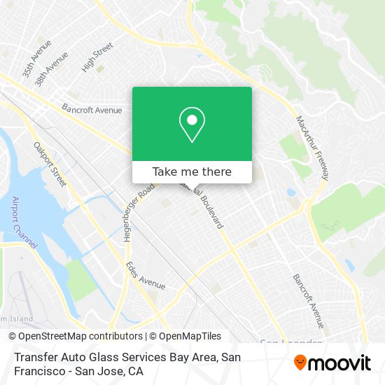 Transfer Auto Glass Services Bay Area map