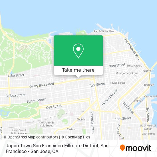 Japan Town San Francisco Fillmore District map