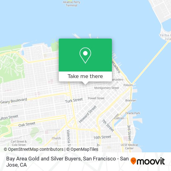 Bay Area Gold and Silver Buyers map