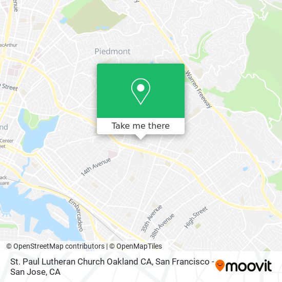 Mapa de St. Paul Lutheran Church Oakland CA