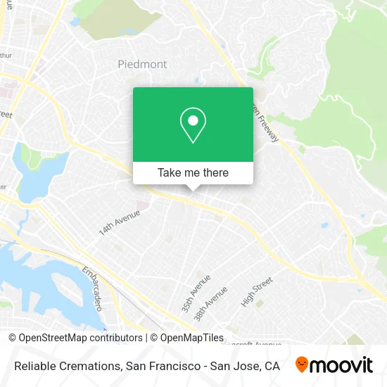 Reliable Cremations map