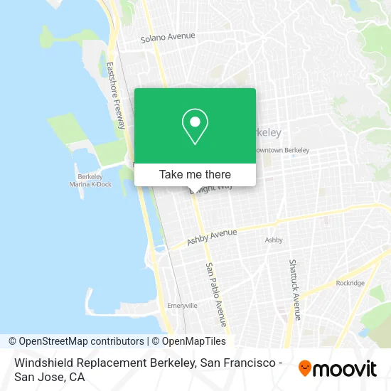 Windshield Replacement Berkeley map