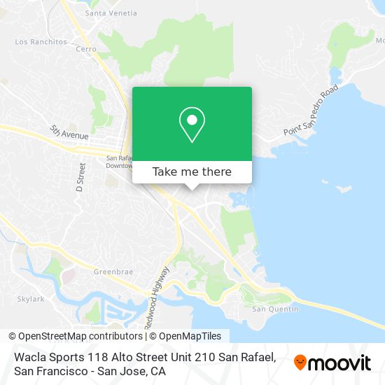 Mapa de Wacla Sports 118 Alto Street Unit 210 San Rafael