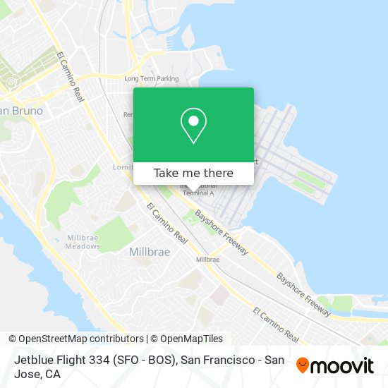 Mapa de Jetblue Flight 334 (SFO - BOS)