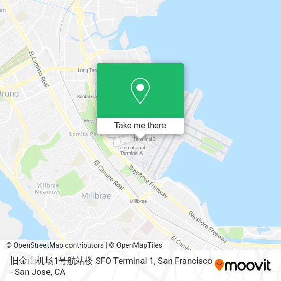 Mapa de 旧金山机场1号航站楼 SFO Terminal 1