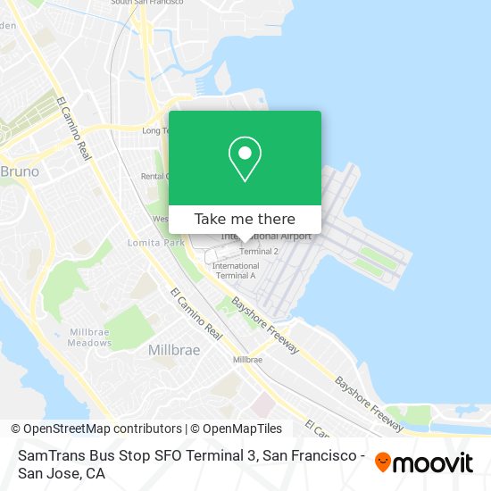 SamTrans Bus Stop SFO Terminal 3 map