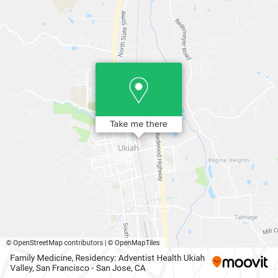 Family Medicine, Residency: Adventist Health Ukiah Valley map