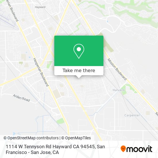Mapa de 1114 W Tennyson Rd Hayward CA 94545