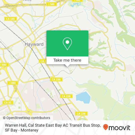 Mapa de Warren Hall, Cal State East Bay AC Transit Bus Stop
