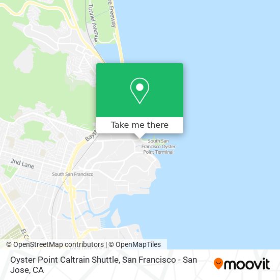 Oyster Point Caltrain Shuttle map