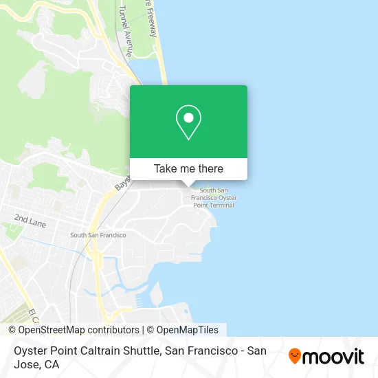 Oyster Point Caltrain Shuttle map