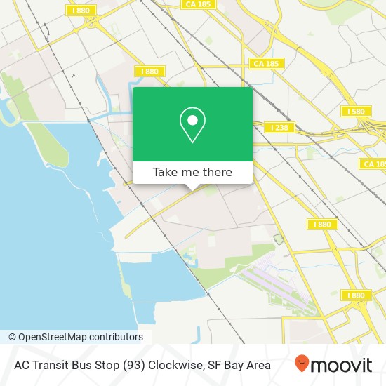 Mapa de AC Transit Bus Stop (93) Clockwise