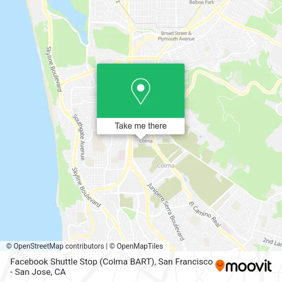 Mapa de Facebook Shuttle Stop (Colma BART)