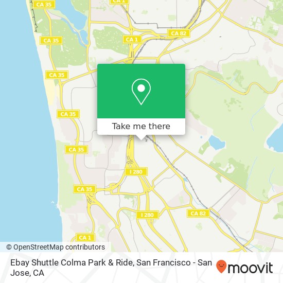 Mapa de Ebay Shuttle Colma Park & Ride