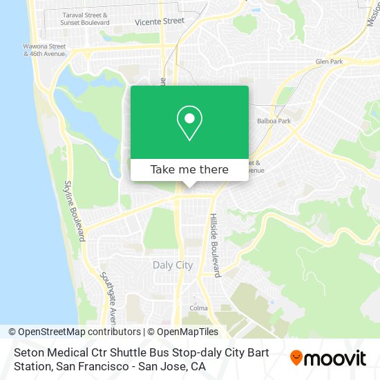Mapa de Seton Medical Ctr Shuttle Bus Stop-daly City Bart Station