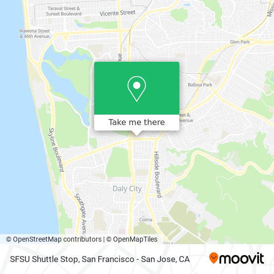 SFSU Shuttle Stop map