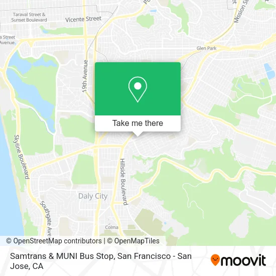 Mapa de Samtrans & MUNI Bus Stop