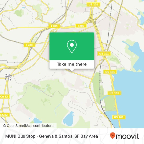 Mapa de MUNI Bus Stop - Geneva & Santos