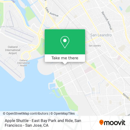 Apple Shuttle - East Bay Park and Ride map