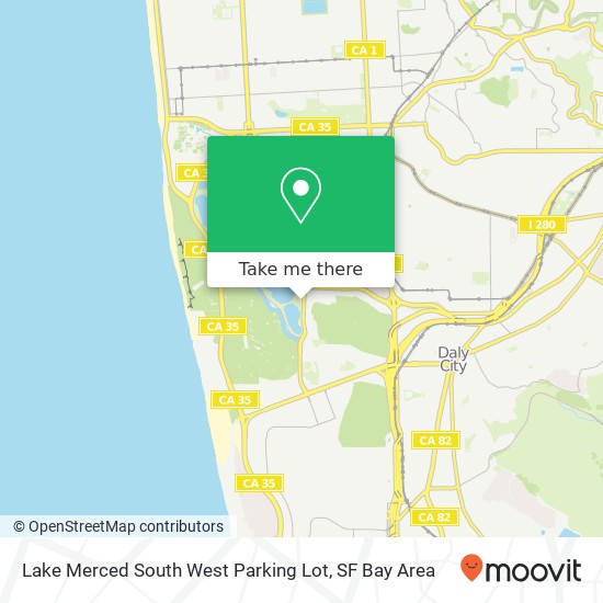 Lake Merced South West Parking Lot map