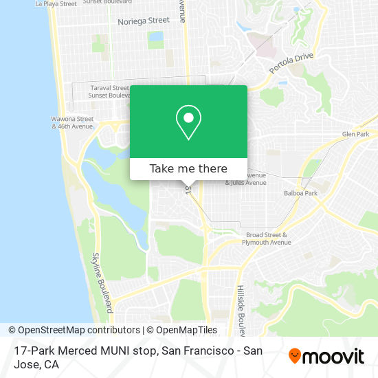 Mapa de 17-Park Merced MUNI stop