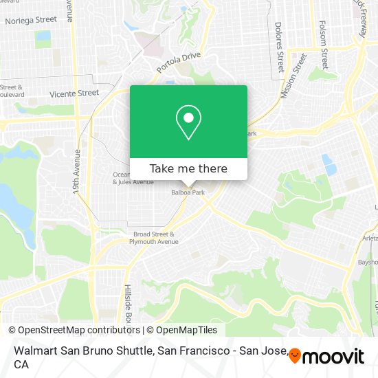 Walmart San Bruno Shuttle map