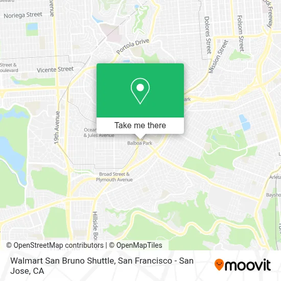 Walmart San Bruno Shuttle map