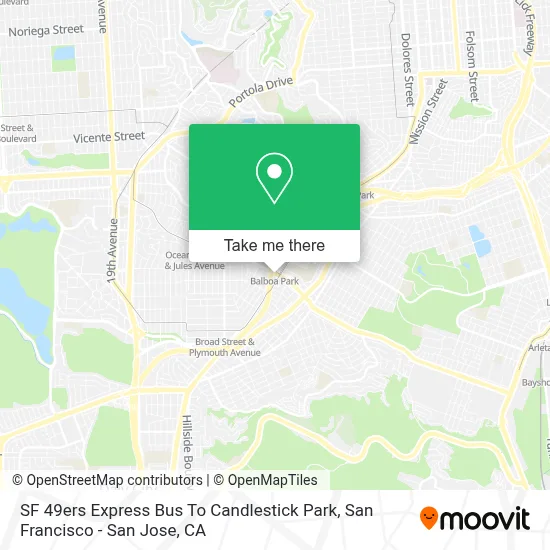 SF 49ers Express Bus To Candlestick Park map
