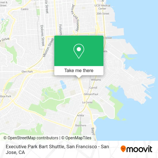 Mapa de Executive Park Bart Shuttle