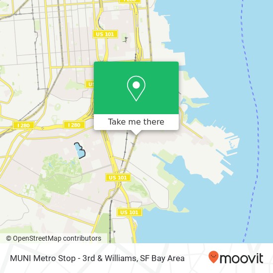 MUNI Metro Stop - 3rd & Williams map