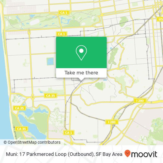 Muni: 17 Parkmerced Loop (Outbound) map