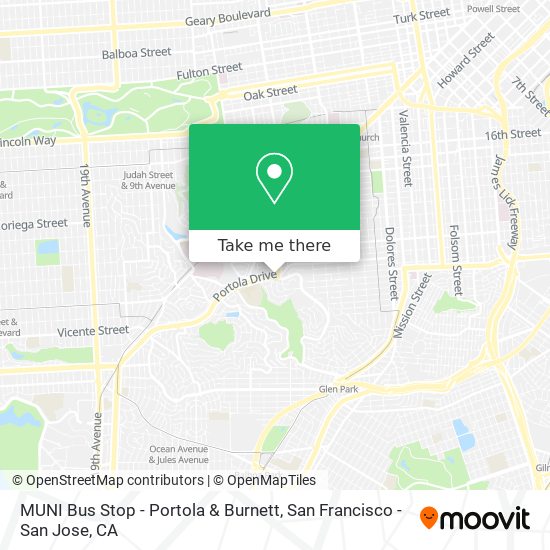 MUNI Bus Stop - Portola & Burnett map