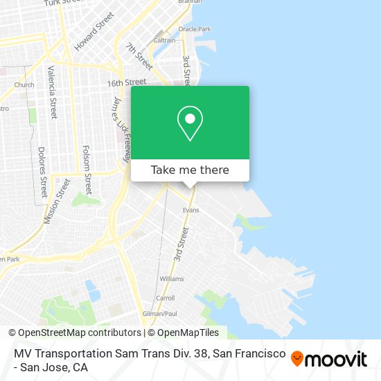 Mapa de MV Transportation Sam Trans Div. 38