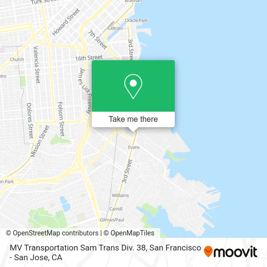 MV Transportation Sam Trans Div. 38 map
