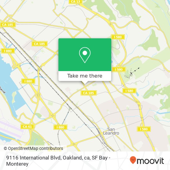Mapa de 9116 International Blvd, Oakland, ca