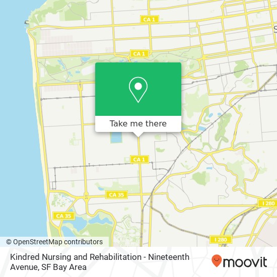 Kindred Nursing and Rehabilitation - Nineteenth Avenue map