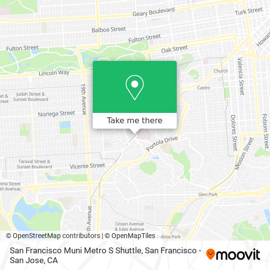 Mapa de San Francisco Muni Metro S Shuttle