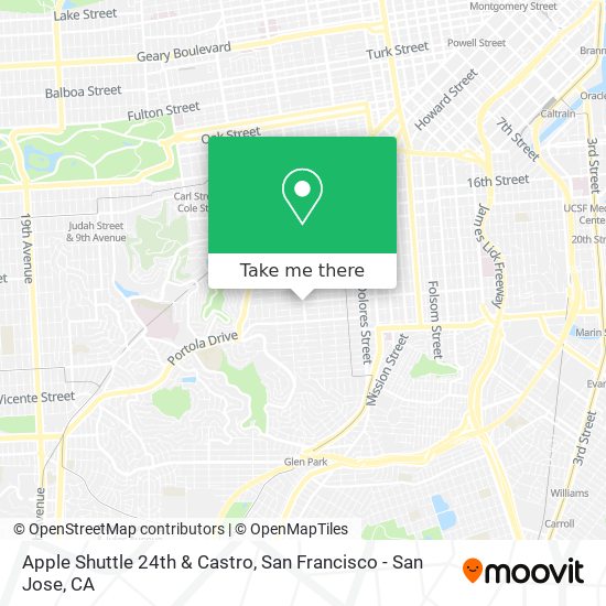 Mapa de Apple Shuttle 24th & Castro